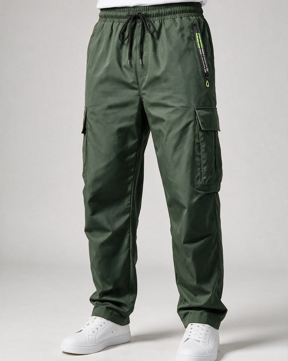 Hartley outdoor cargo trousers in Olive Green, front view