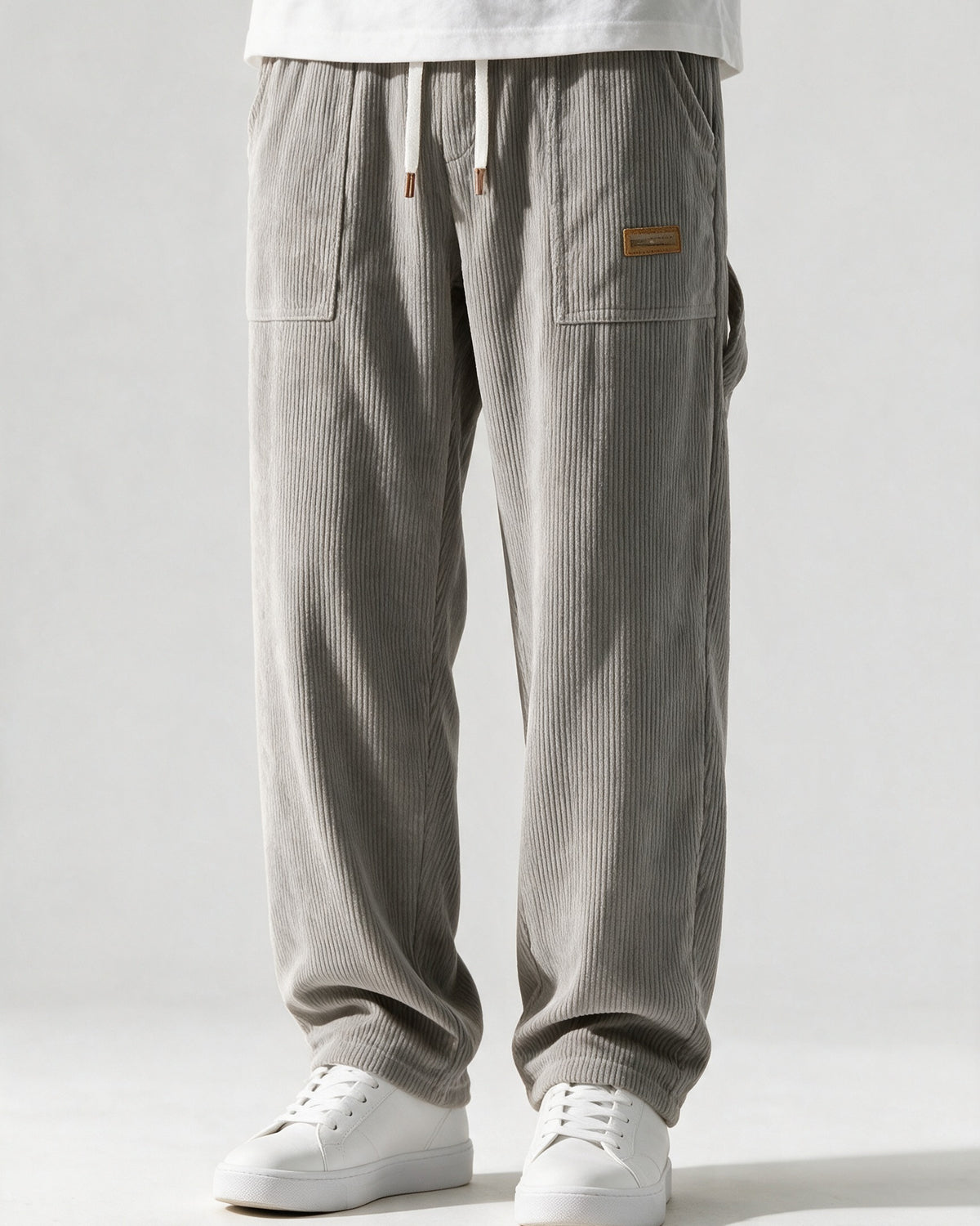 Marlow corduroy trousers in Grey, front