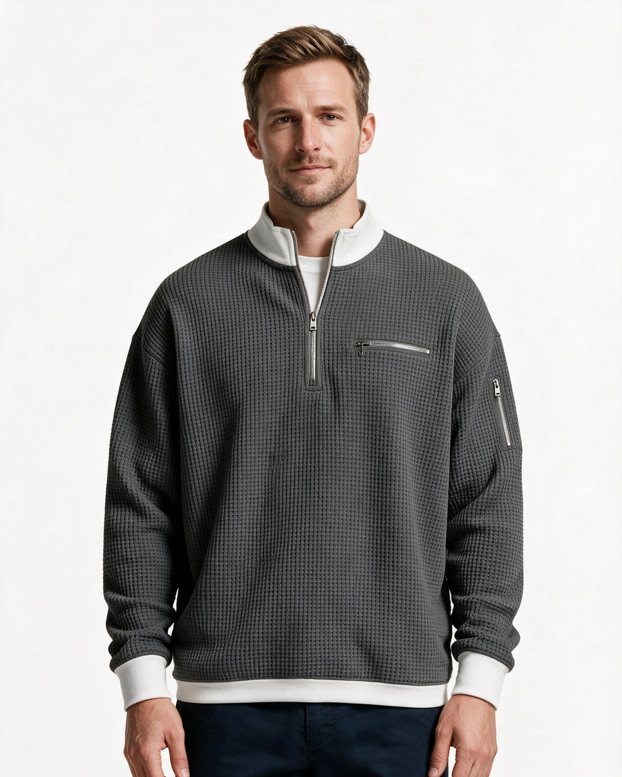 Selby — Men's Waffle-Knit Half-Zip Pullover