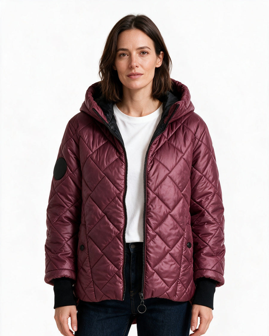 Ainsley — Women's Diamond-Quilted Puffer Jacket with Hood