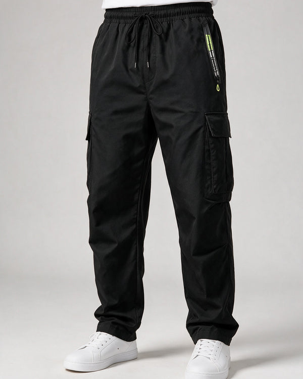 Hartley outdoor cargo trousers in Black, front view