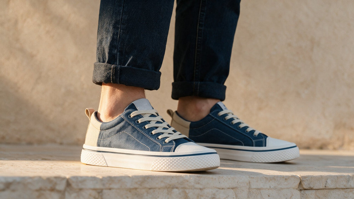 Retroglide — Canvas Court Sneaker with Graphic Sole