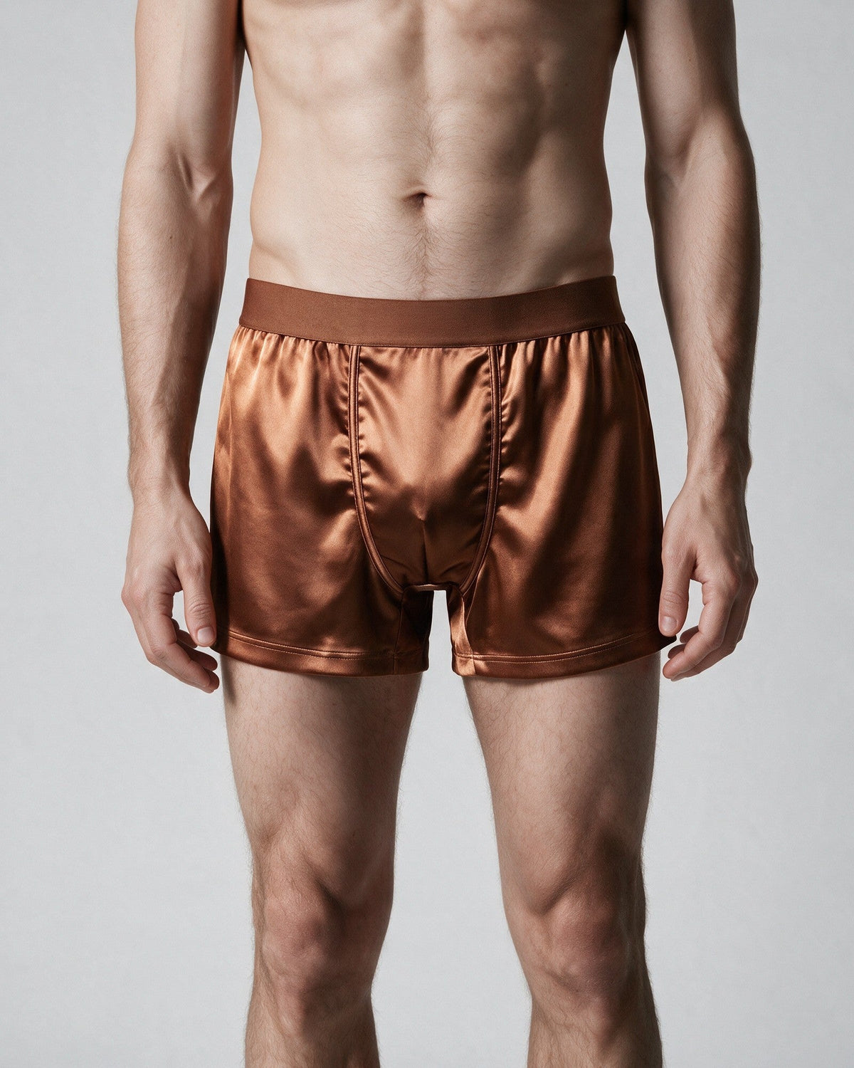 Mayfair men's silk-blend boxer in Bronze, front view