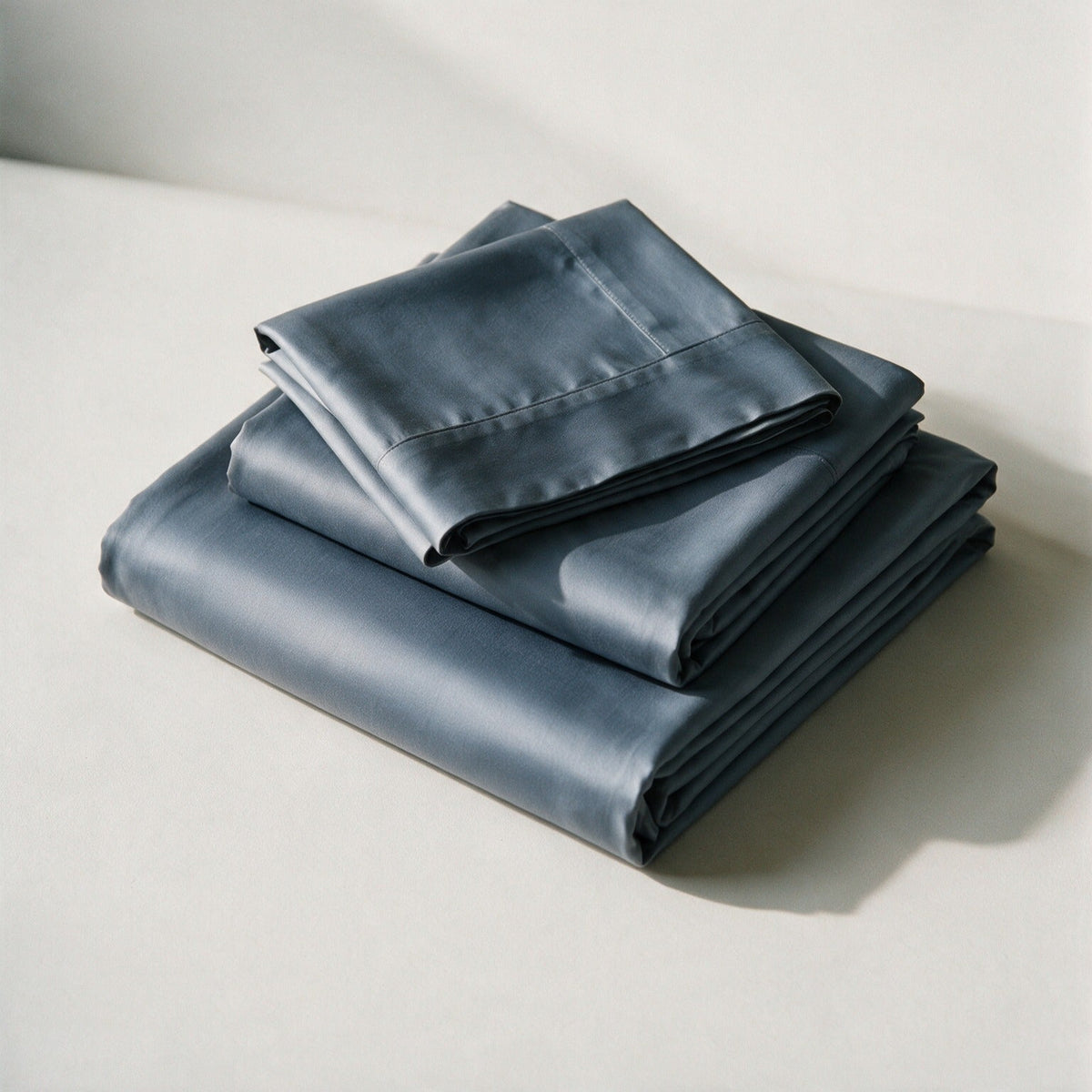 Rydal sheet set in Slate Blue, folded