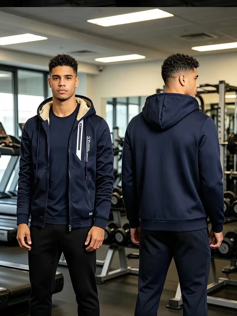 Fendrick sherpa-lined hooded jacket in Navy